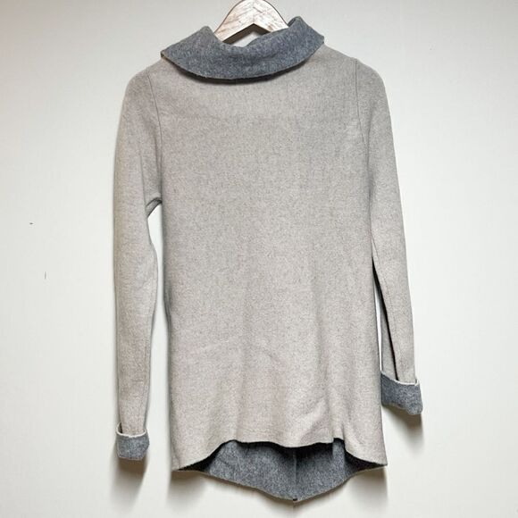 Chiaramente Made In Italy Charcoal Gray & Light Beige Wrap/Shawl Cardigan ~ Sz M - Picture 2 of 6